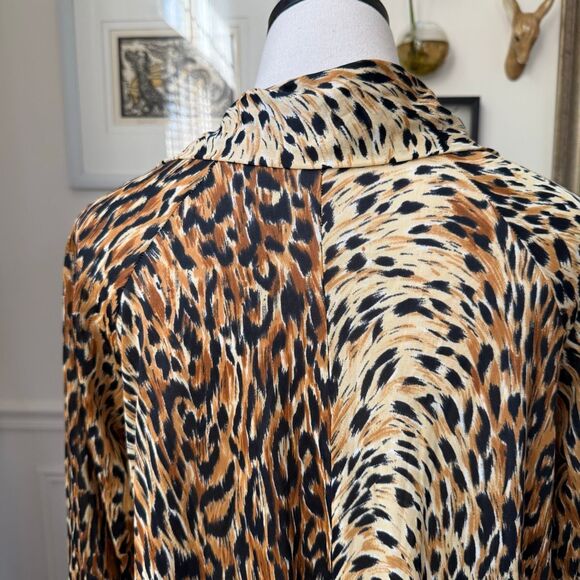 Vintage 70s Elaine Skylar Cheetah Print Muumuu Kaftan Caftan Half Zip M - Picture 7 of 8